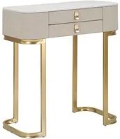 Console Fissa 2 Cassetti Beauty 70x80x40 cm in Legno MDF e Metallo Crema/Oro