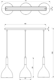 Lampadario a sospensione con filo NOAK 3xE27/60W/230V bianco/oro