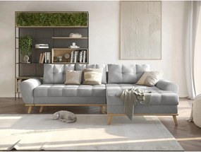 Divano letto angolare grigio chiaro (penisola a destra) Balitco - Ropez