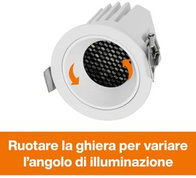 Faro da Incasso Bianco 8W Foro Ø55mm CCT 15°-55° con driver Philips Colore Bianco Variabile CCT