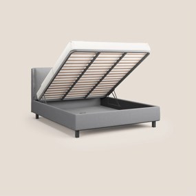 Emma letto contenitore con cuscini mobili in microfibra smacchiabile T11 grigio