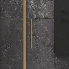 Box doccia oro satinato 80x150 scorrevole e fisso vetro 6mm altezza 200h | KLA-4000G - KAMALU