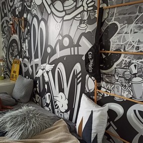 Carta da parati – Graffiti street art grigio