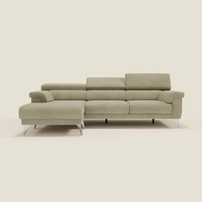 Raffaello Divano angolare con sedute scorrevoli e poggiatesta regolabili in microfibra smacchiabile T11 beige