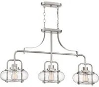 Lampadario Industrial Trilogy Metallo Nichel 3 Luci E27 3 Diffusori