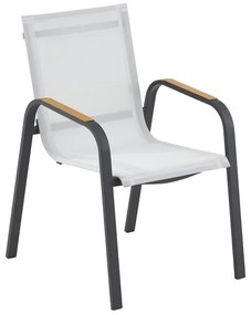 Sedia da giardino in alluminio con braccioli Calypso NATERIAL, seduta in pvc grigio