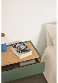 Comodino nero con piano effetto rovere da parete Arista – Teulat