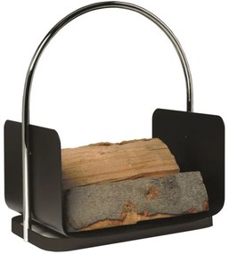 Set di attrezzi per caminetto e cesto per la legna con manico 6 pz antracite