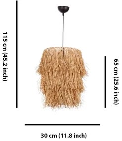 Lampadario a sospensione TASSEL 1xE27/40W/230V in rafia