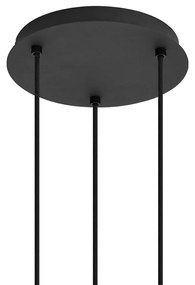 Lampadario Art Déco nero con vetro fumé rotondo 3 luci - VIDRO