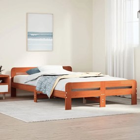 Letto Senza Materasso Marrone Cera 120x200 Cm İn Legno Di Pino /