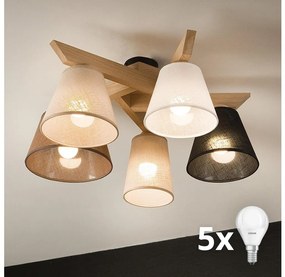 Brilagi - LED Lampadario a plafone ANTHONY 5xE14/40W/230V quercia