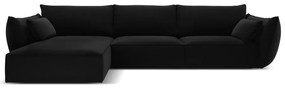 Divano angolare nero (con penisola a sinistra/con chaise lounge) con rivestimento in velluto Vanda – Mazzini Sofas