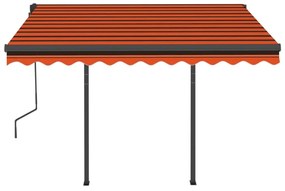 Tenda Retrattile Manuale con LED 3,5x2,5m Arancio e Marrone