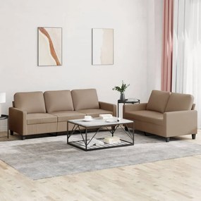 Set Di Divani 2 Pz Con Cuscini Cappuccino İn Similpelle /