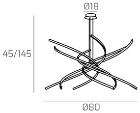 Sospensione Moderna Tornado Alluminio Oro Brunito Led 69W D.80Cm Luce Calda