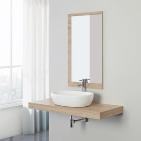 Mobile Bagno Sospeso 120 Cm Completo Di Top Specchio Feridras "Shelf" Rovere Di Bordeaux