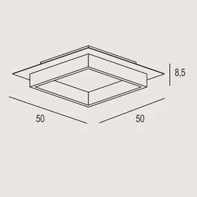Plafoniera Contemporanea Square Metallo Grigio Perla Led 40W
