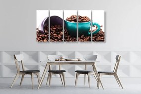 Quadri 5 pezzi – Tazze con chicchi di caffè