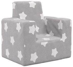 Divano Per Bambini Grigio Chiaro Con Stelle İn Morbido Peluche /