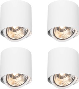 Set di 4 faretti da superficie di design bianchi GU10 111mm - Impact