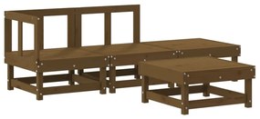 Set Divani da Giardino 4 pz con Cuscini in Legno Massello Miele