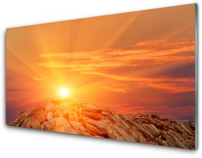 Quadro vetro acrilico Sole, cielo, montagna, paesaggio 100x50 cm