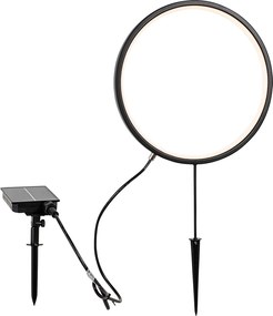 Set di 2 faretti da terra neri 60cm con LED ricaricabili e pannello solare IP65 - Adalind