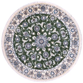 Nain Tappeto 150x150 Verde (Iran) Annodato A Mano