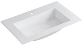 Lavabo a incasso rettangolare vasca centrale L 80.5 x H 15 x P 46 cm in resina bianco opaco