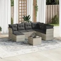 Set Divano da Giardino 8pz con Cuscini Grigio Chiaro Polyrattan 3218002