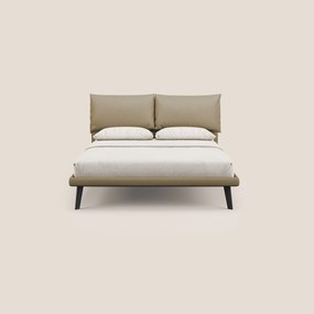 Astrid letto imbottito con piedi in legno in microfibra smacchiabile T11