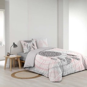 Biancheria da letto in cotone bianco e rosa per letto matrimoniale 200x200 cm Namaste - douceur d'intérieur