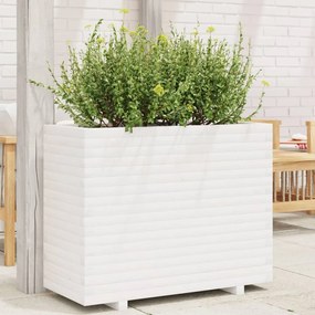 Fioriera Da Giardino Bianca 90x40x72 Cm Legno Massello Di Pino /