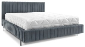 Letto matrimoniale imbottito blu con contenitore e rete inclusi 180x200 cm Plissa – ELTAP