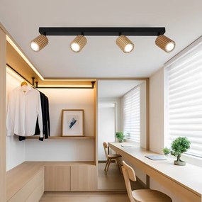 Brilagi - Faretto MODERN WOOD 4xGU10/8W/230V legno di caucciù/nero