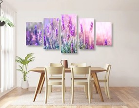 Quadri 5 pezzi – Fiori magici di lavanda