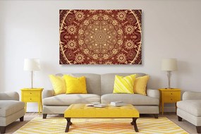Quadro su tela – Mandala ornamentale con pizzo in bordeaux