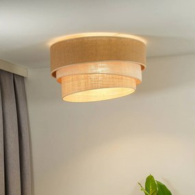 Euluna plafoniera Trio juta, marrone naturale/bianco/rafia Ø 45 cm