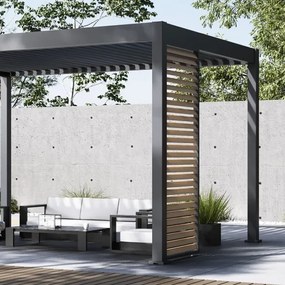 Pannello laterale con lamelle orizzontali 1M Ombréa - Antracite e lamelle con finitura legno