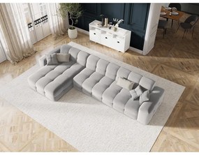 Divano angolare in velluto grigio chiaro (angolo sinistro) Kendal - Micadoni Home