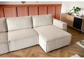 Divano angolare a U in velluto a coste color crema, angolo sinistro Nihad modular - Bobochic Paris