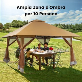 Costway Tettoia pop-up per gazebo con altezza regolabile borsa da trasporto con rotelle, Riparo portatile 400x400cm