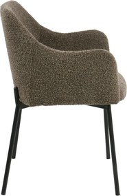 Sedia da pranzo marrone in imbottito con braccioli Melilla – House Nordic