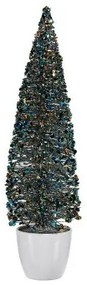 Albero di Natale Grande 10 x 38 x 10 cm Azzurro Dorato Plastica