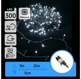 Aigostar - Catena LED natalizia da esterno 300xLED/8 funzioni 18m IP44 bianco freddo
