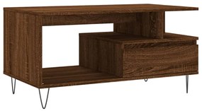 Tavolino salotto rovere marrone 90x49x45 cm legno multistrato