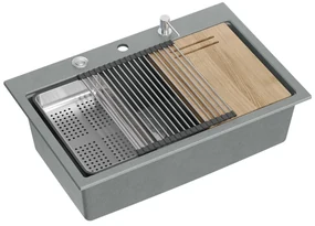 Lavello in granito MARC 110 WORKSTATION Grey Metallic