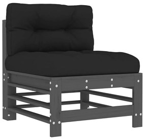 Set divani da giardino 7pz con cuscini in legno massello grigio
