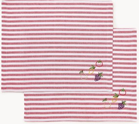 Tovagliette a righe con motivi ricamati Melony 2 pz
